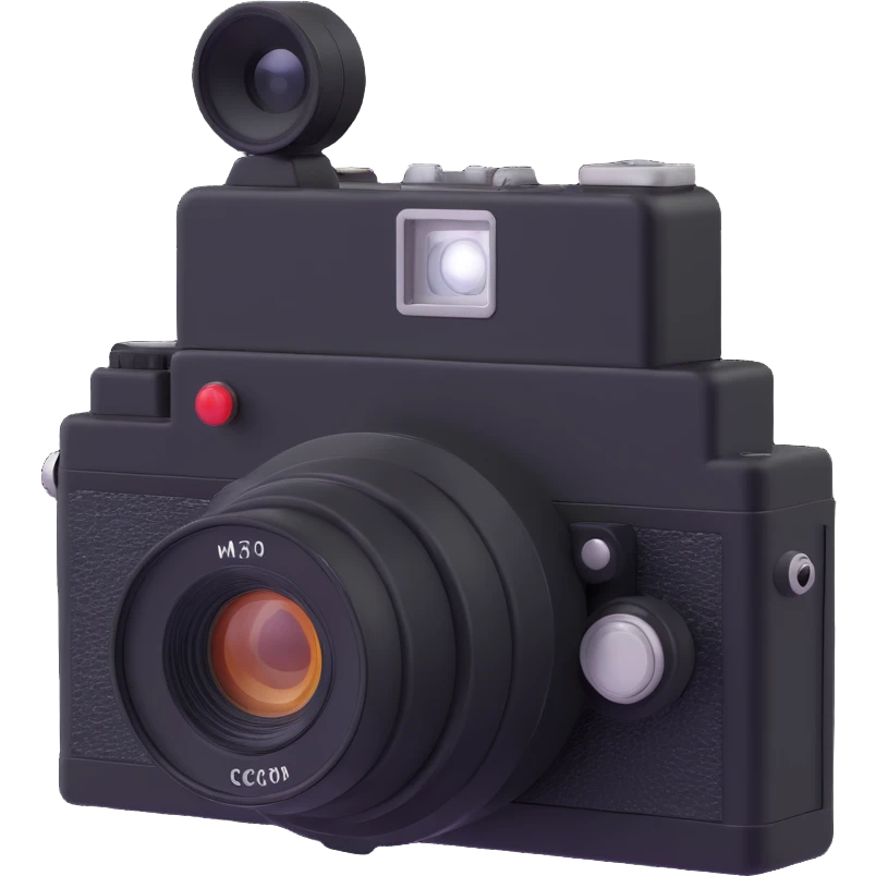 black old school photo camera with flash emoji