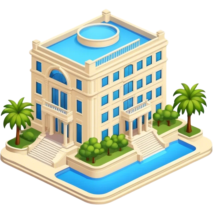 luxury palatial hotel, isometric exterior view emoji