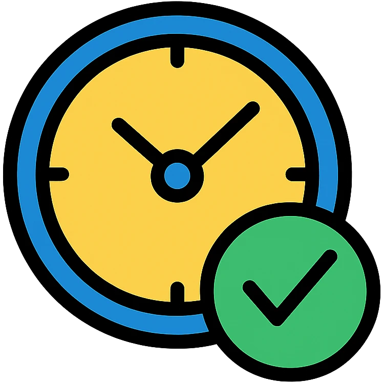 clock icon with a checkmark, representing work time control emoji