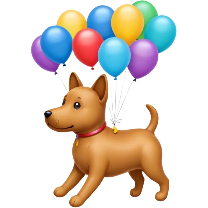 dog shaped flying balloons emoji