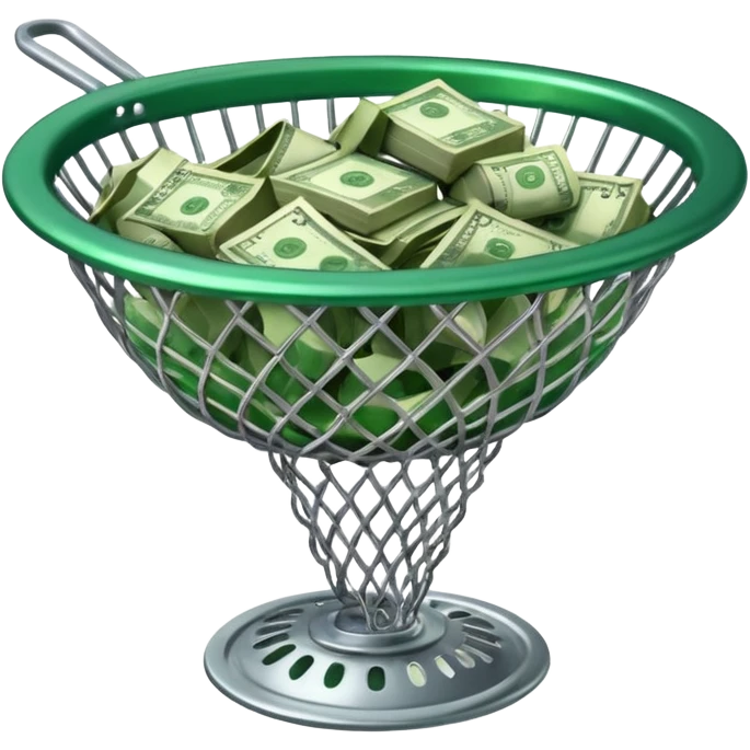 Strainer with money emoji