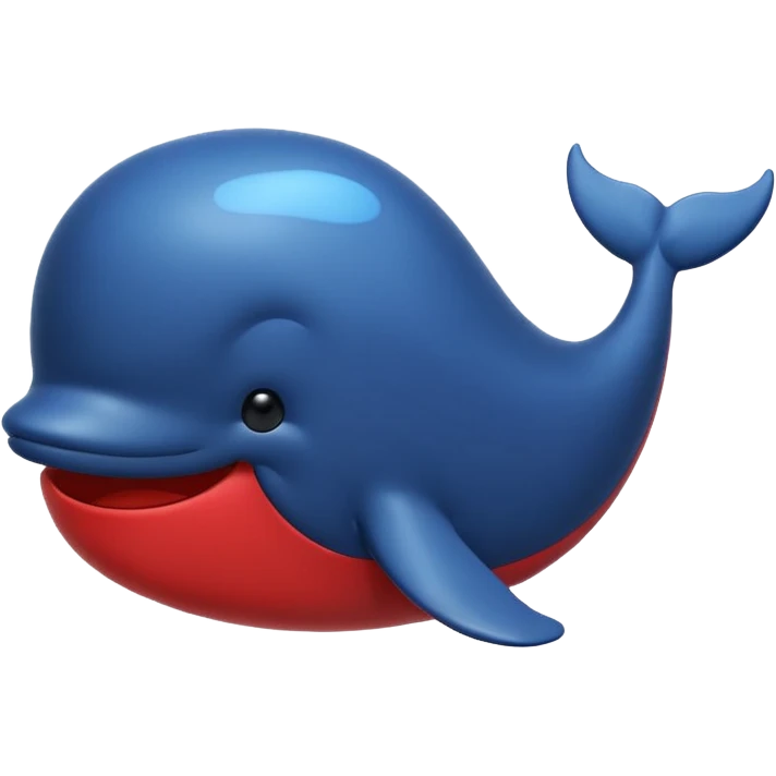 Deepseek icon whale emojis in blue black and red. emoji