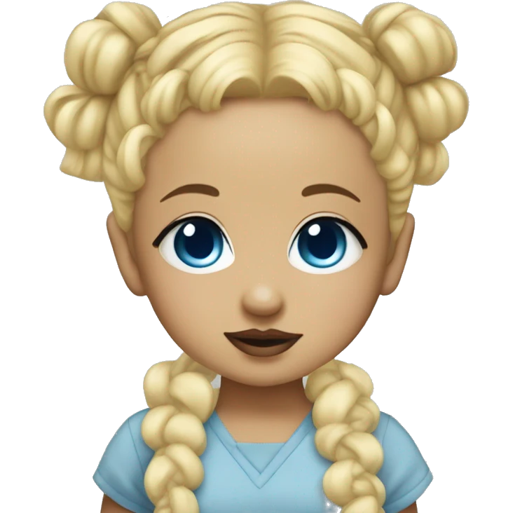 BLONDE HAIR BLUE EYE BABY GIRL WITH 2 SPACE BUNS emoji