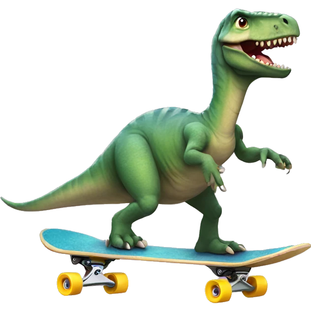 Dinosaur riding a skateboard with a tutu emoji
