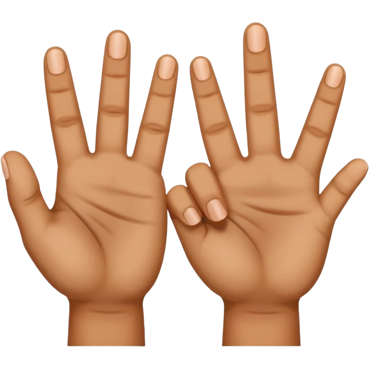 Manos con 3 dedos levantados de un lado y del otro lado 1 dedo levantado emoji