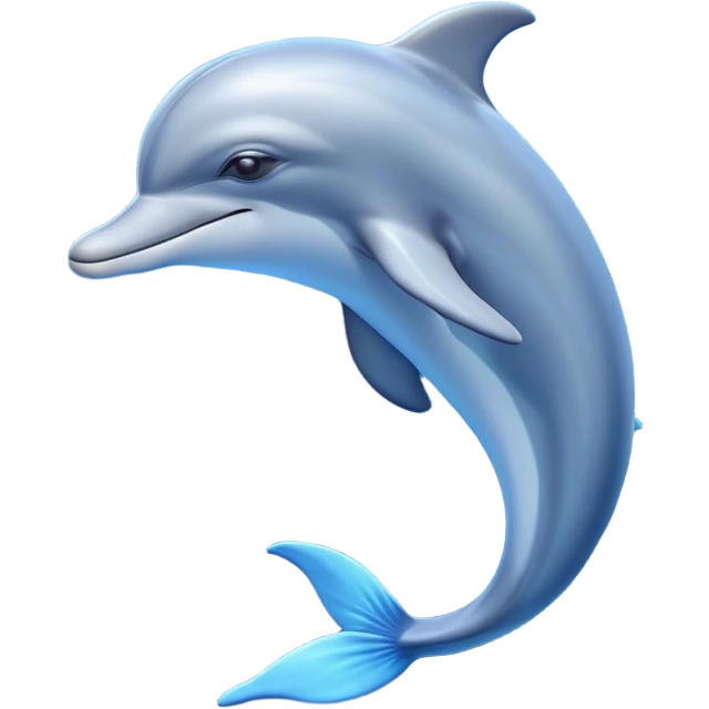 Cinematic Noble Dolphin Portrait Emoji, Poised and graceful, with a sleek, streamlined body of smooth, silvery-blue skin and a gentle, arched dorsal fin, deep, soulful eyes exuding intelligence, Simplified yet sharp and sophisticated features, highly detailed, glowing with a soft, aquatic luminescence, high shine, intelligent and elegant, stylized with an air of oceanic majesty, focused and fluid, soft glowing outline, capturing the essence of a watchful and confident marine guardian that seems ready to leap out of the screen with effortless authority! emoji