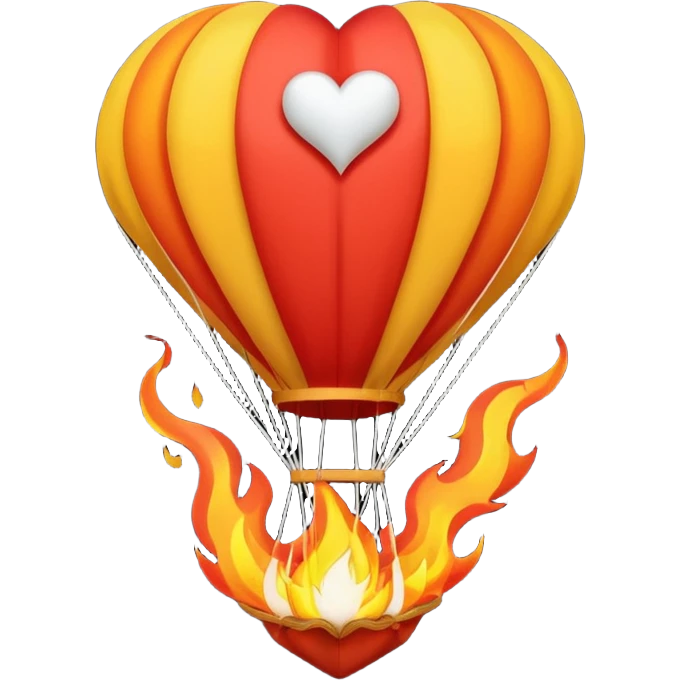 Parachute with flames and a white heart emoji emoji