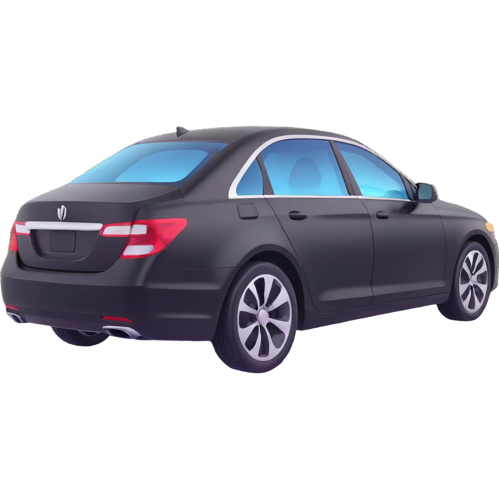 black high-end sedan with a clear protective film halfway on the car, showing the application process, elegant and sophisticated emoji