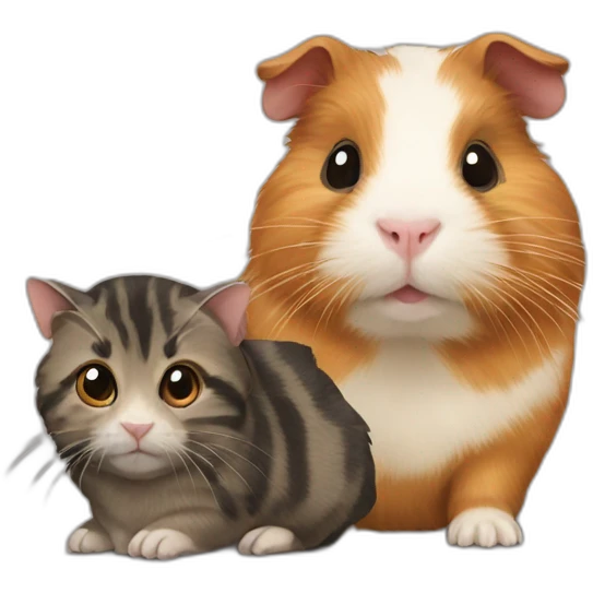 Guinea pig with a tabby cat emoji