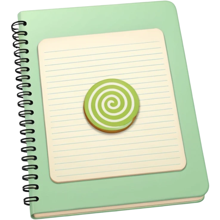 pale green note book with cute stickers emoji