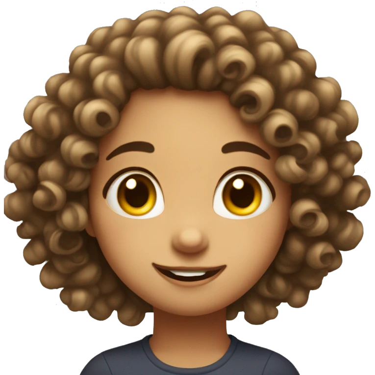 Girl with curly hairs big cheeks with very funny mood  emoji