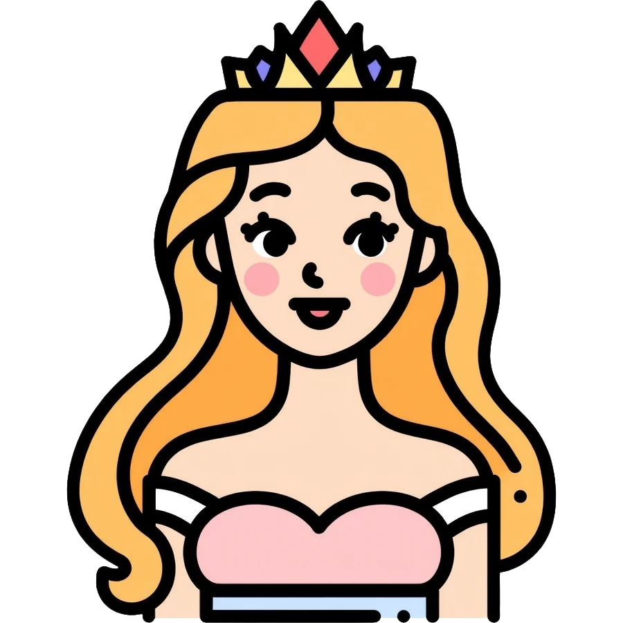 Disney princess with long hair and tiara emoji