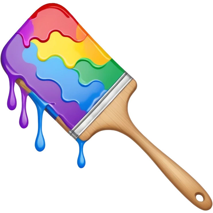 paint brush with raindow paint emoji