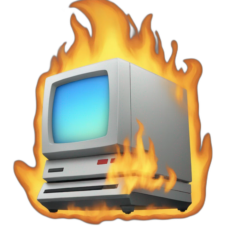 burning computer emoji