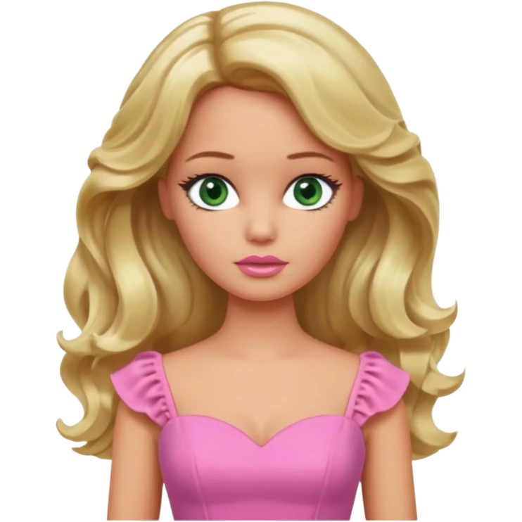 sad Barbie with blonde wavy hair green eyes and tan skin emoji