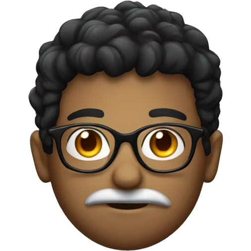 stinky black hair with round glasses emoji