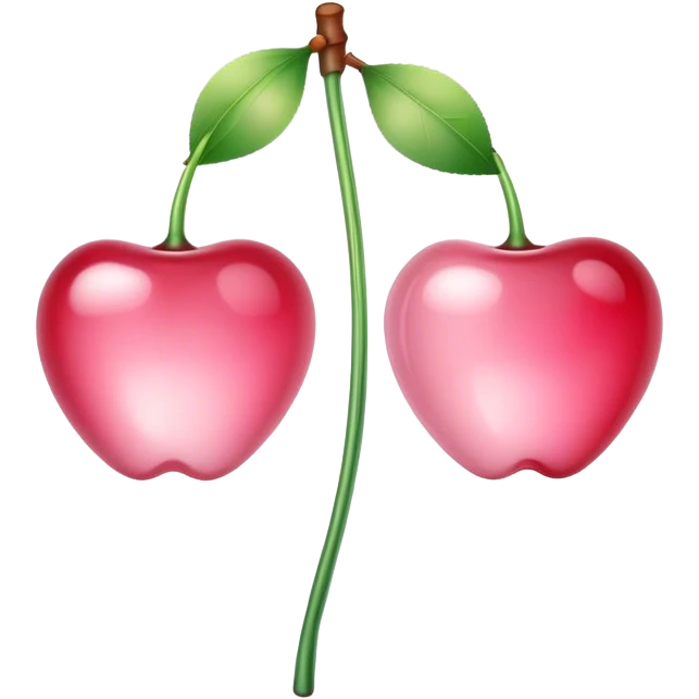 two pastel pink cherries made of glass on a stem emoji