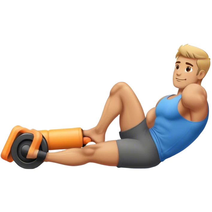 buff guy lying lats down on foam-roller emoji