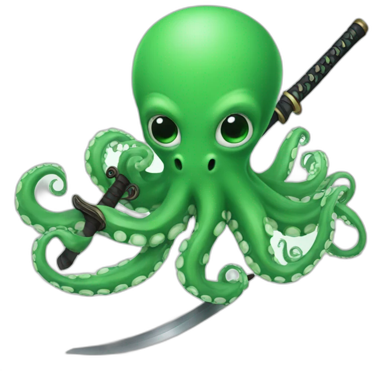 green octopus holding a katana emoji