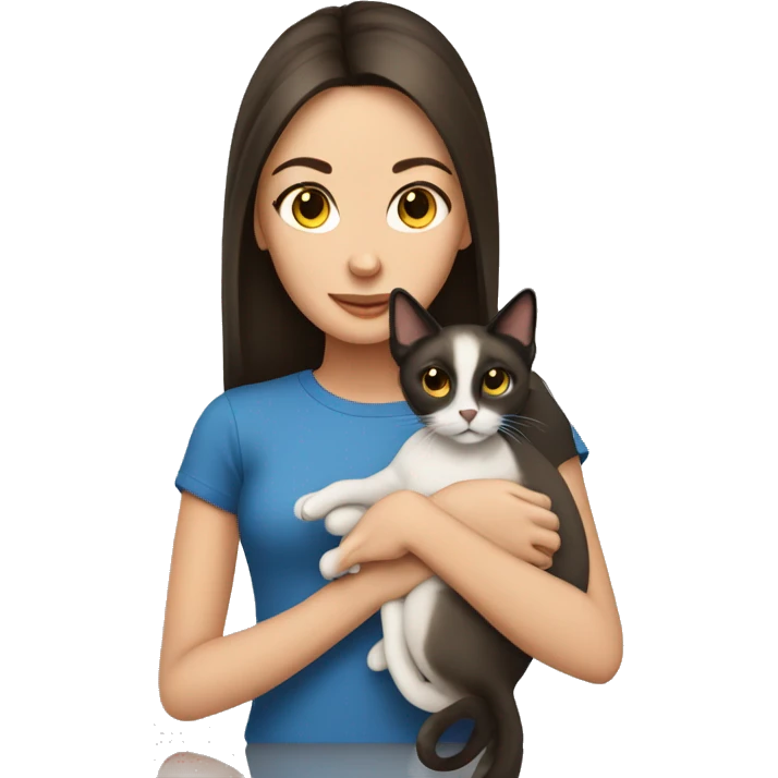 Brunette girl with a siamese cat  emoji