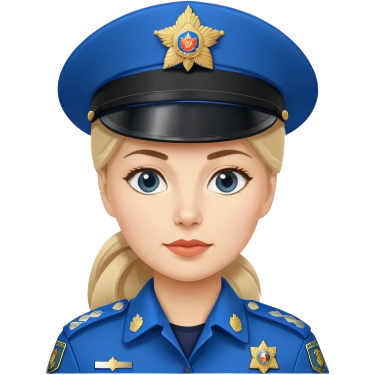 Female Russian police officer with traditional Russian police hat and blue uniform emoji