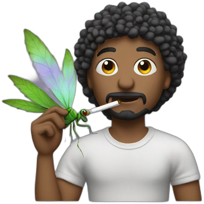 dude smoking weed the back of a purple dragonfly emoji