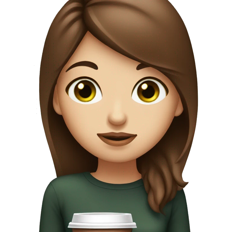 brown hair green eyes girl with coffee and chocolate muffin  emoji