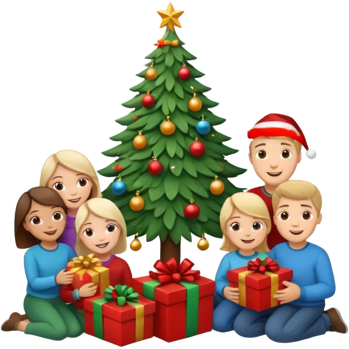 Family Xmas under tree emoji