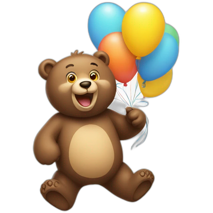 happy bear with balloons  emoji