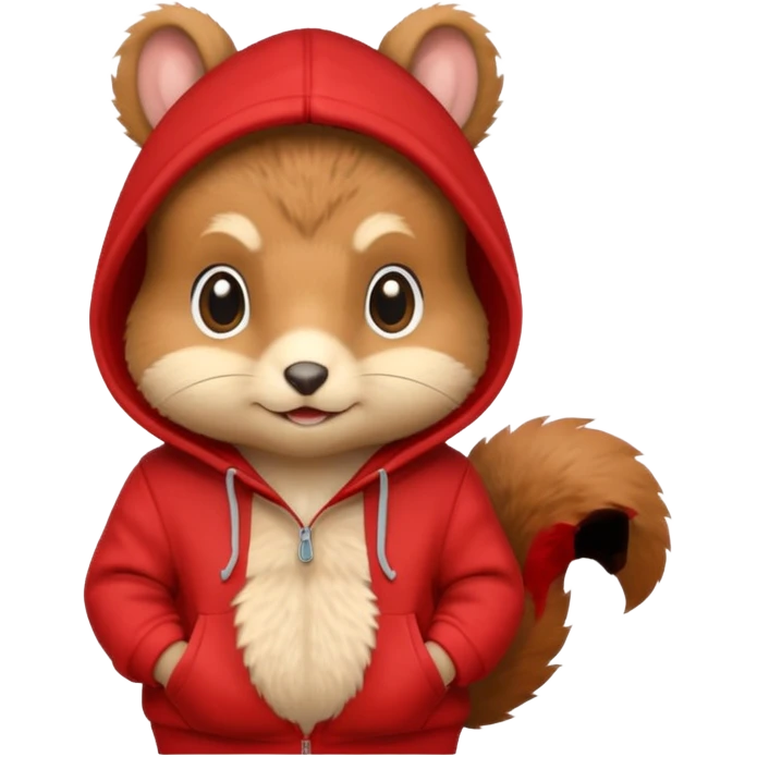 baby squirrel wear red hoodie emoji