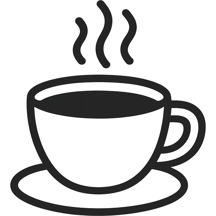 A modern coffee cup with steam rising, clean lines and minimal shading for a contemporary look. emoji