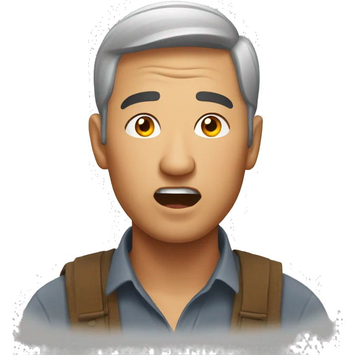 Kyrgyz man have a surprised emoji