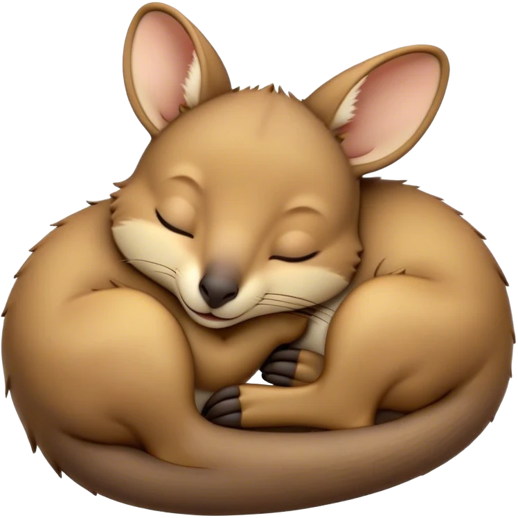 Meme-Worthy Cute Sleeping Wallaby Portrait Emoji, Head resting peacefully with a contented smile, showcasing a compact, agile build and a luxuriously soft tan fur, eyes shut in a serene, restful nap, Simplified yet hilariously adorable features, highly detailed, glowing with a soft, drowsy light, high shine, relaxed and utterly lovable, stylized with an air of playful laziness, bright and heartwarming, soft glowing outline, capturing the essence of a comically sleepy wallaby, so meme‐worthy it feels like it could instantly become the next viral sensation of adorable slumber! emoji