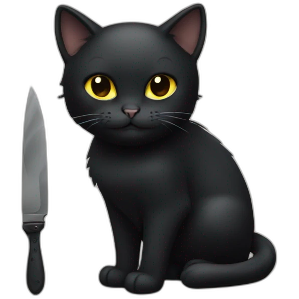 black cat with little knife emoji