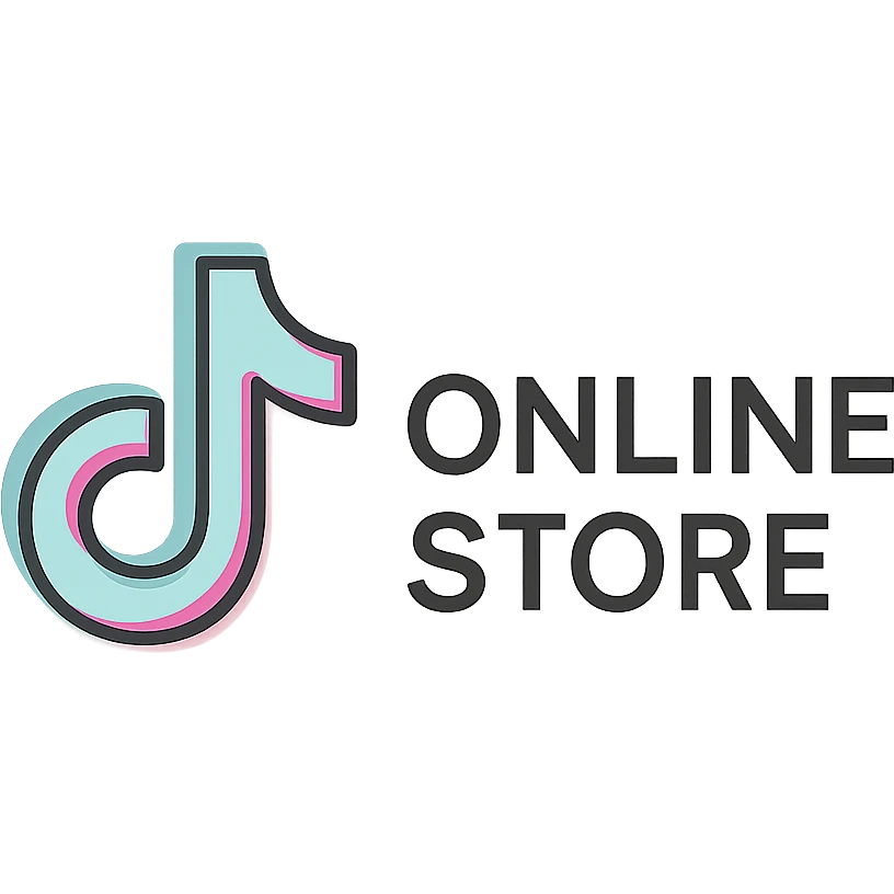clean online store logo with pastel TikTok logo elements, transparent background emoji