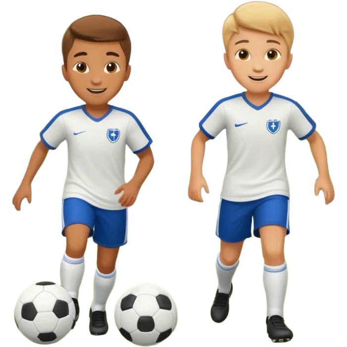 two brothers playings soccer in a park
 emoji
