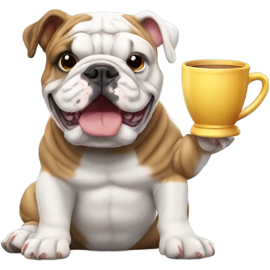 English bulldog with cup emoji