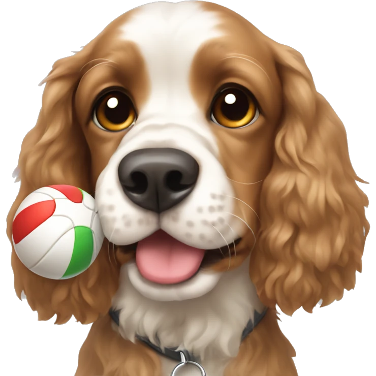 A cocker spaniel with a ball emoji