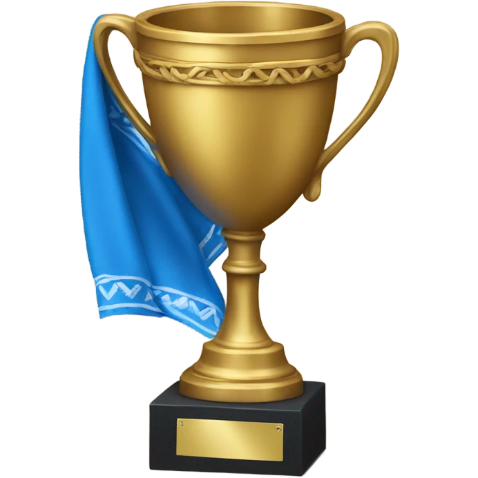 a trophy with a blue bandana around it emoji