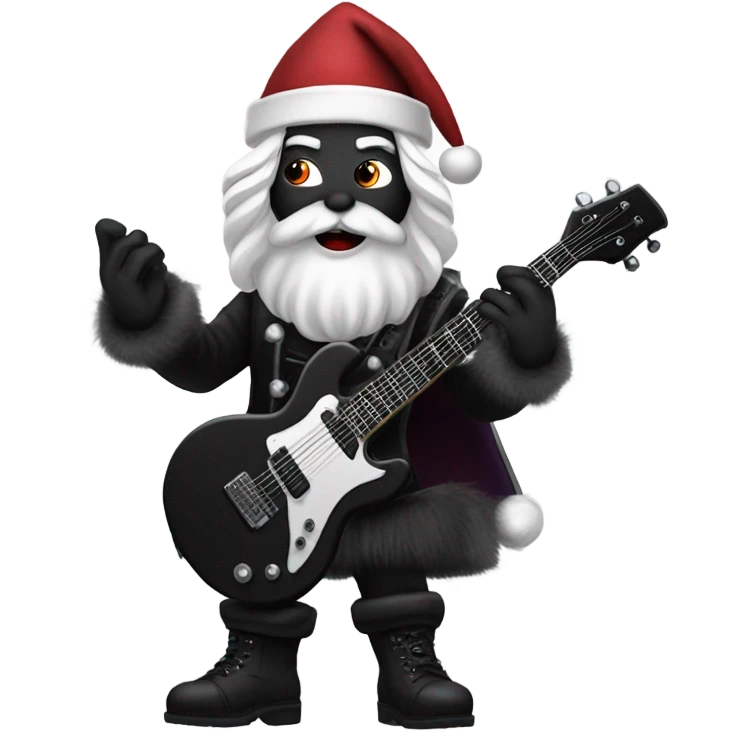 Goth Santa Claus playing the guitar  emoji