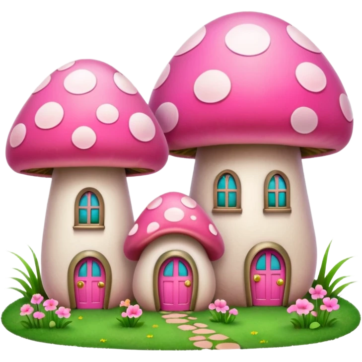 pink mushroom houses emoji