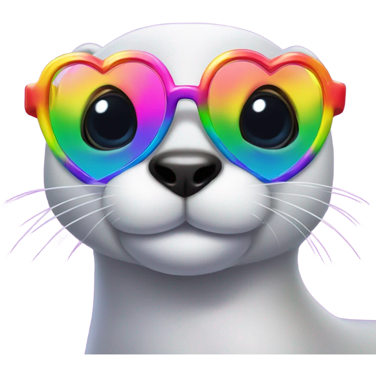 Lisa frank rainbow otter with heart glasses emoji