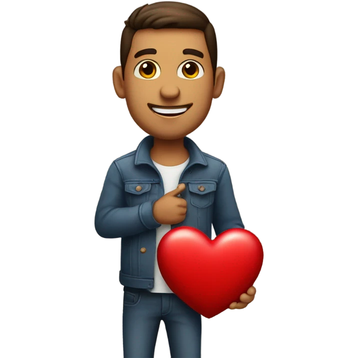 My husband holding a valentine  emoji