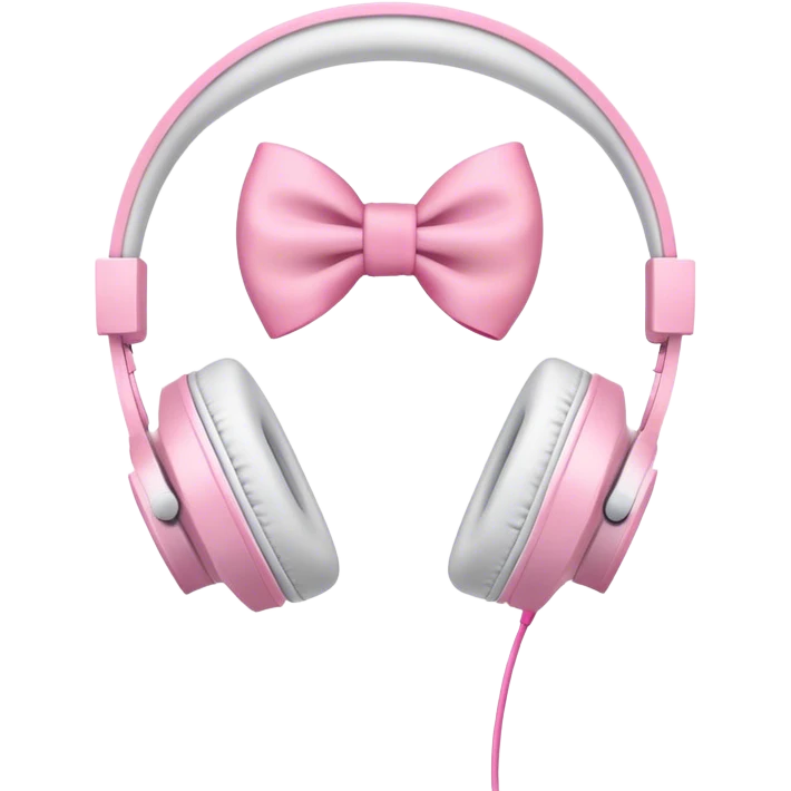 White aesthetic headphones with pink bow emoji