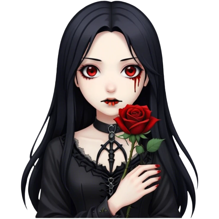 Bloody black rose anime gothic emo  beautiful gorgeous cool edgy lady emoji