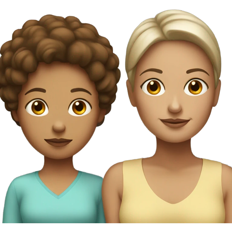 White mom with brown daughter relaxing  emoji