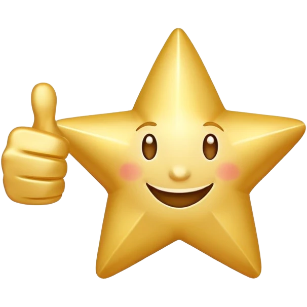 motivational star with thumbs up emoji