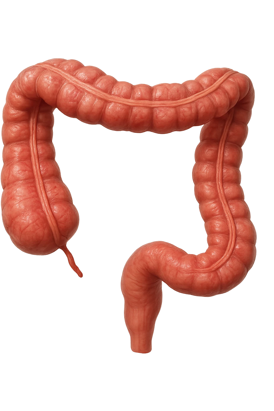 pezzetto di colon anatomico umano, iperrealistico 4k, isolato su sfondo bianco emoji