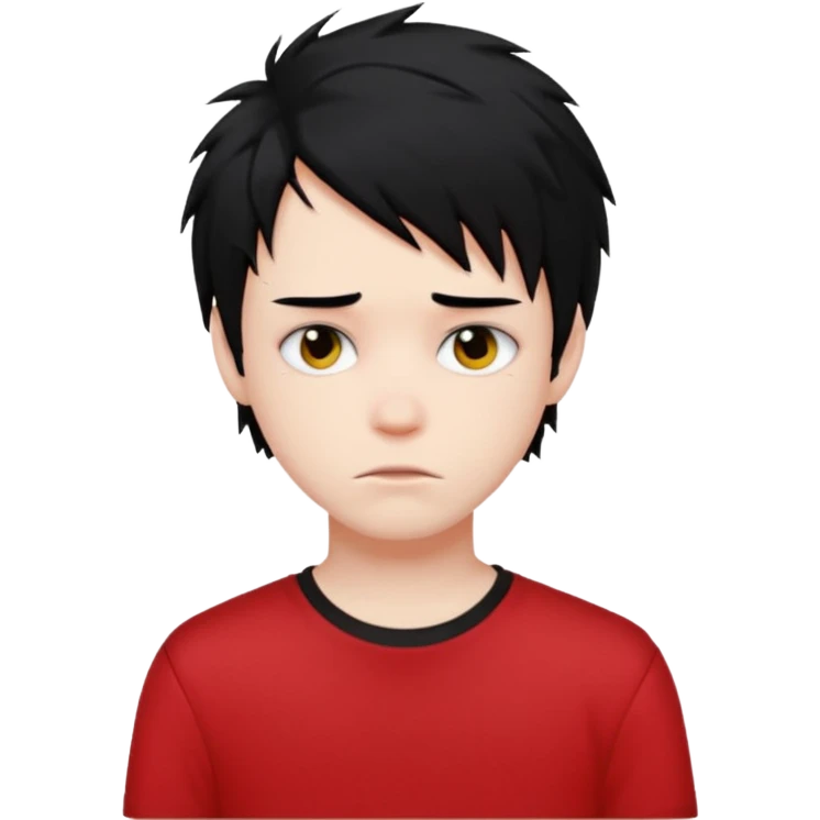 zombie boy with messy black hair and red shirt emo emoji