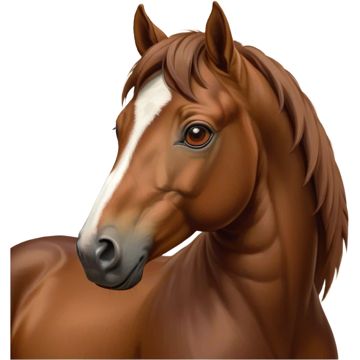 Cinematic Noble Brown Welsh Pony Portrait Emoji, Poised and sturdy, with a well-muscled build draped in a rich, chestnut-brown color, expressive eyes and a gracefully refined head with a gentle, noble profile, Simplified yet sharp and sophisticated features, highly detailed, glowing with a warm, earthy glow, high shine, intelligent and resilient, stylized with an air of pastoral elegance, focused and determined, soft glowing outline, capturing the essence of a watchful and confident brown Welsh pony that appears ready to gallop out of the screen with effortless strength! emoji